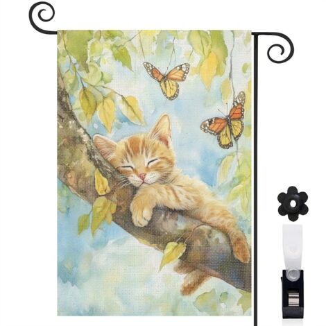 Drapeau de jardin Joyeuses saisons en lin lavable 30 x 45 cm lavable décoration saisonnière pour jardin