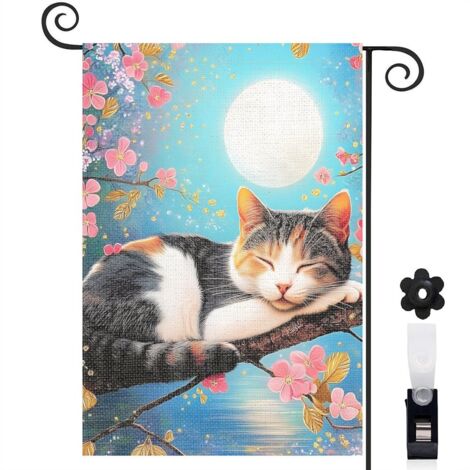 Drapeau de jardin Joyeuses saisons en lin lavable 30 x 45 cm résistant aux intempéries entrée et porche