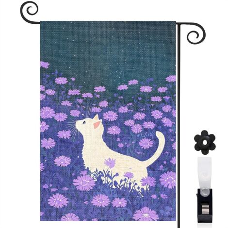 Drapeau de jardin Joyeuses saisons en lin lavable 45 x 30 cm facile à installer décoration saisonnière pour jardin