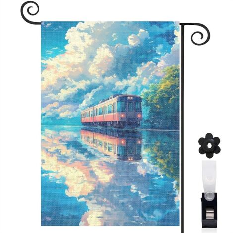 Drapeau de jardin Joyeuses saisons en lin lavable 45 x 30 cm vertical décoration saisonnière pour jardin