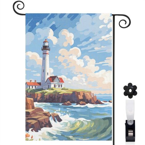 Drapeau de jardin Joyeuses saisons en lin lavable 45 x 30 cm vertical jardin et cour