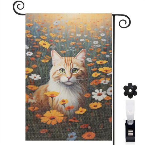 Drapeau de jardin Joyeuses saisons en lin lavable 45 x 30 cm vertical terrasse et balcon