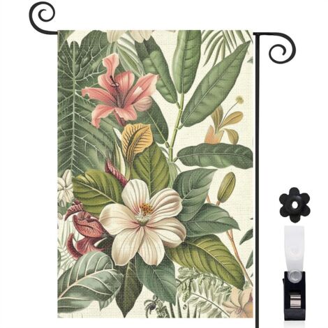 Drapeau de jardin Joyeuses saisons en toile de jute 30 x 45 cm double face décoration extérieure