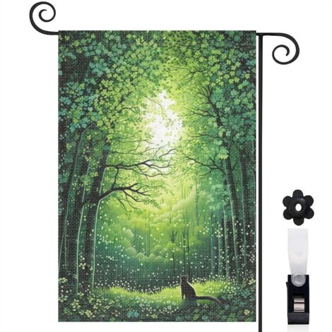Drapeau de jardin Joyeuses saisons en toile de jute 30 x 45 cm vertical terrasse et balcon
