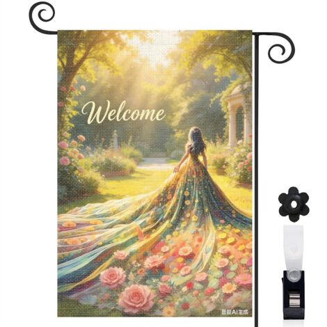 Drapeau de jardin robe étincelante et forêt bleue 30 x 45 cm décoration porche et entrée
