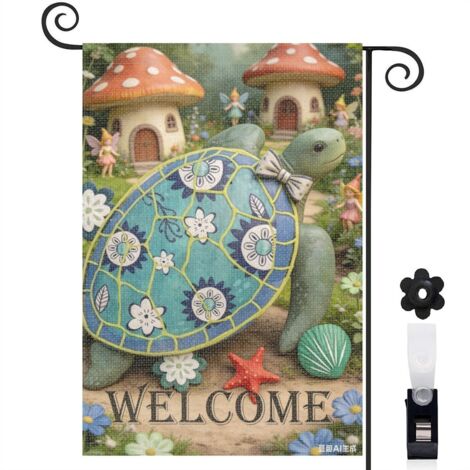 Drapeau de jardin tortue et étoile de mer rouge 30 x 45 cm décoration extérieure et cour