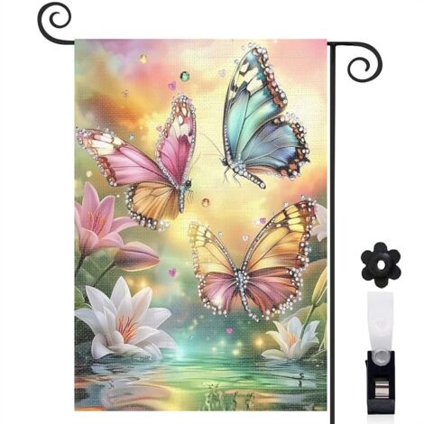 Drapeau de jardin vertical décoration extérieure toile durable double face 30 x 45 cm pour entrée maison