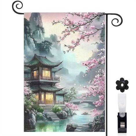 Drapeau de jardin vertical décoration extérieure toile durable double face 30 x 45 cm pour porche et cour