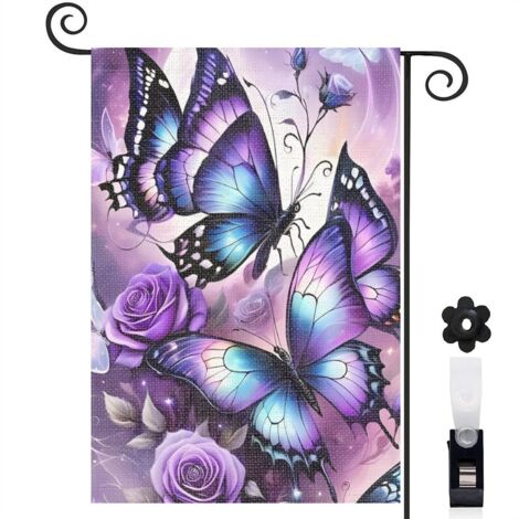 Drapeau de jardin vertical décoration extérieure toile lavable double face 30 x 45 cm pour jardin maison