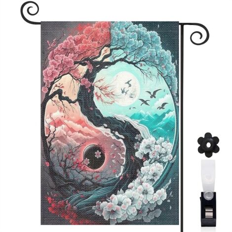 Drapeau de jardin vertical décoration extérieure toile lavable double face 30 x 45 cm pour porche et cour