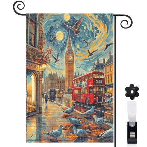 Drapeau de jardin vertical décoration extérieure toile résistante double face 30 x 45 cm pour cour maison terrasse
