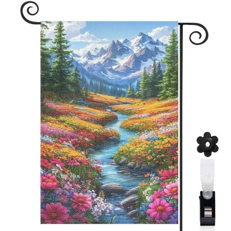 Drapeau de jardin vertical décoration maison toile durable double face 30 x 45 cm pour cour maison terrasse