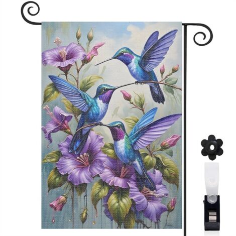 Drapeau de jardin vertical décoration maison toile lavable double face 30 x 45 cm pour cour maison terrasse
