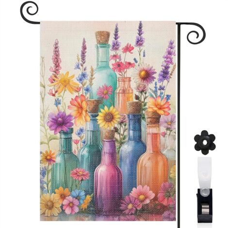 Drapeau de jardin vertical décoration maison toile résistante double face 30 x 45 cm pour balcon terrasse