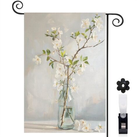 Drapeau de jardin vertical décoration maison toile résistante double face 30 x 45 cm pour entrée maison