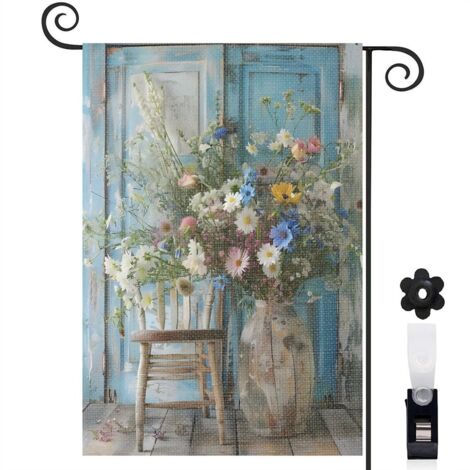 Drapeau de jardin vertical décoration maison toile résistante double face 30 x 45 cm pour jardin maison