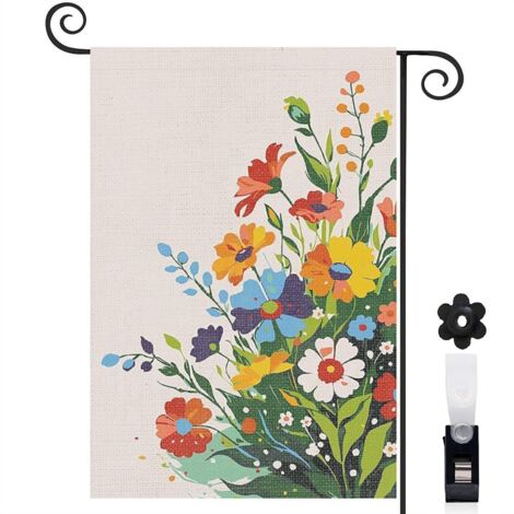 Drapeau de jardin vertical décoration pour maison de campagne toile lavable double face 30 x 45 cm pour cour maison terrasse