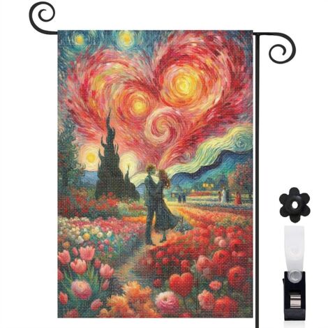 Drapeau de jardin vertical décoration pour maison de campagne toile lavable double face 30 x 45 cm pour porche et cour