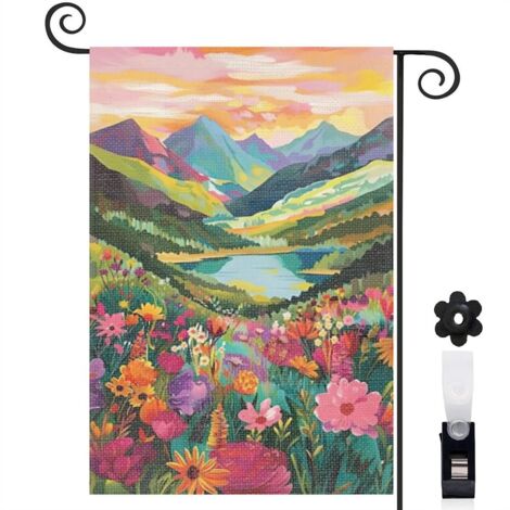 Drapeau de jardin vertical décoration pour maison de campagne toile résistante double face 30 x 45 cm pour balcon terrasse