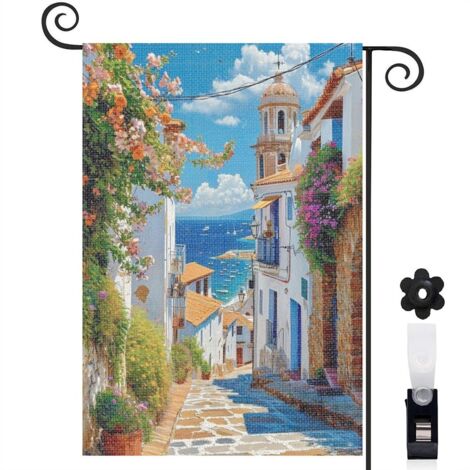Drapeau de jardin vertical décoration saisonnière toile durable double face 30 x 45 cm pour porche et cour