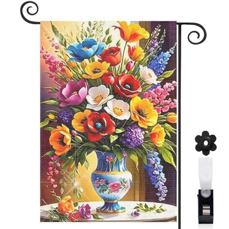 Drapeau de jardin vertical décoration saisonnière toile lavable double face 30 x 45 cm pour entrée maison