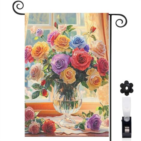 Drapeau de jardin vertical décoration saisonnière toile lavable double face 30 x 45 cm pour jardin maison