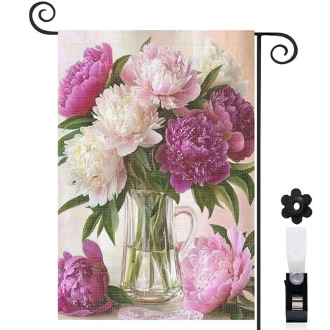 Drapeau de jardin vertical décoration saisonnière toile lavable double face 30 x 45 cm pour porche et cour