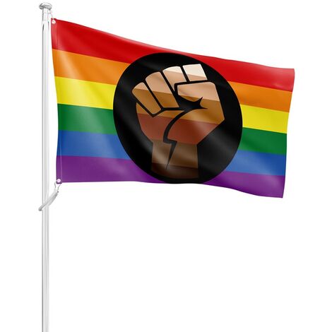 Drapeau de la fierté LGBTQ de 0,9 x 1,5 m avec poing puissant, drapeau de la fierté transgenre bisexuelle féminine de Philadelphie.