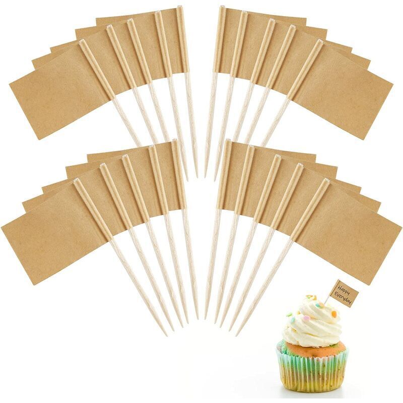Drapeau des Cure-Dents Vide, 200 Pièces Drapeaux Marqueurs de Fromage Marquage des Étiquettes Décoration de Petit Gâteau Décoration Fête