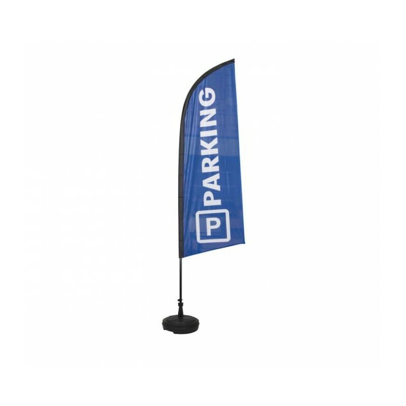 Drapeau PARKING de dimensions 225 x 85 cm avec son kit socle plastique et mât