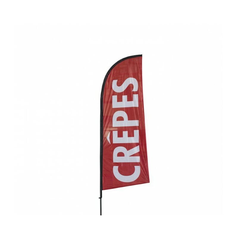 Interface Plv - Drapeau publicitaire crêpes de dimensions 225 x 85 cm avec mât