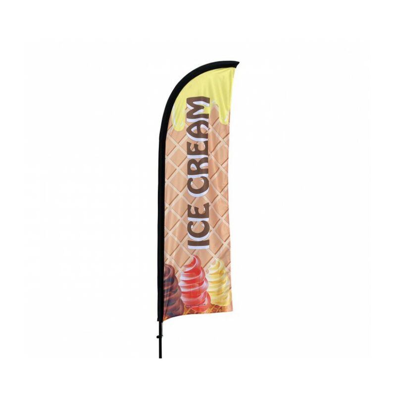 Interface Plv - Drapeau publicitaire ice cream de dimensions 230 x 70 cm avec mât