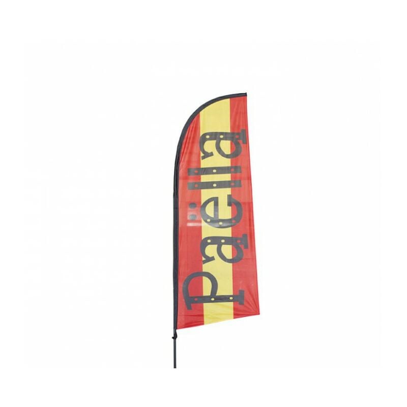 Interface Plv - Drapeau publicitaire paëlla de dimensions 225 x 85 cm avec mât