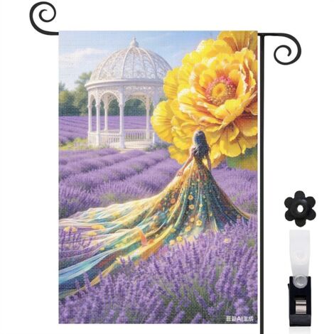 Drapeau vertical forêt bleue et fleur jaune 30 x 45 cm décoration maison et jardin