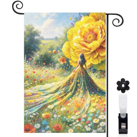 Drapeau vertical robe étincelante et fée 30 x 45 cm décoration porche et entrée