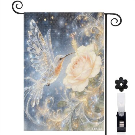 Drapeau vertical Welcome colibri doux 30 x 45 cm décoration jardin et extérieur