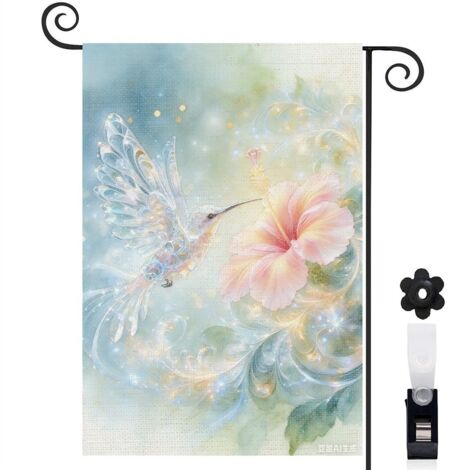 Drapeau vertical Welcome hibiscus vibrant 30 x 45 cm décoration porche et terrasse