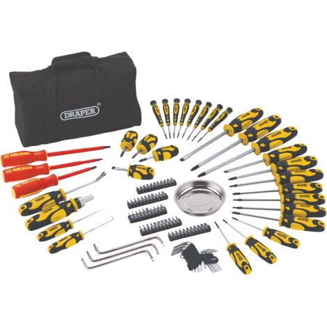 Draper 03992 Screwdriver Set with Bag, Yellow (100 Pieces)