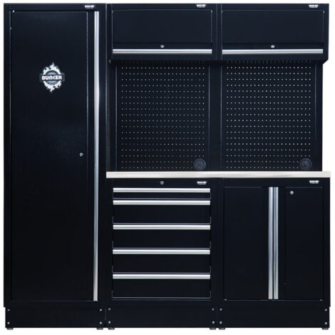 Draper 04503 BUNKER Modular Storage System with Stainless Steel Worktop – 11-Piece Heavy-Duty Workshop Storage Solution