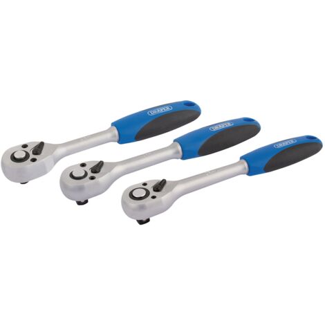 Draper 05911 72-Tooth Reversible Soft Grip Ratchet Set (3 Piece)
