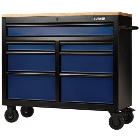 Draper 08222 BUNKER 7 Drawer Workbench Roller Tool Cabinet, 41"", Blue