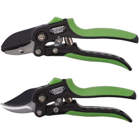 Draper 08986 2-Piece Anvil and Bypass Secateurs Set, 200mm Gardening Pruning Shears
