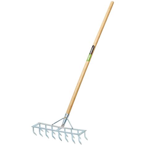 Draper 09994 Long-Handled Steel Harrow Rake and Scarifier for Lawn and Garden Maintenance