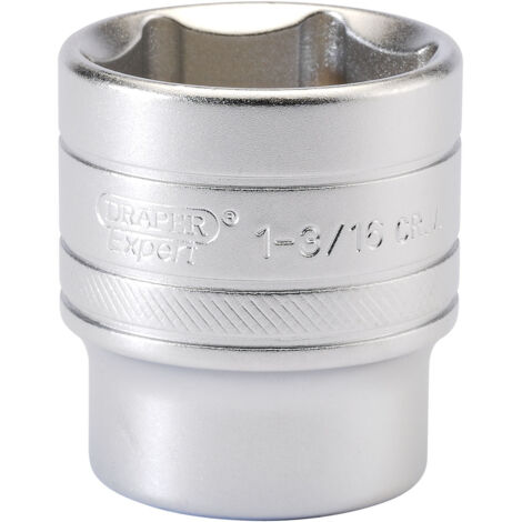 Draper 1/2" Drive 1.3/16" (33.3mm) 6-Point Socket – Micro Satin Chrome Finish, Model 16638