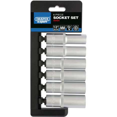Draper 1/2" Drive 6-Piece Metric Deep Socket Set (6PT, Model 50424)
