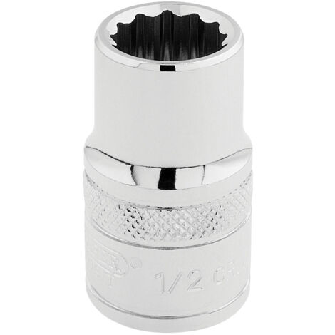 Draper 1/2 Inch Drive 12 Point 1/2" Square Drive Imperial Socket (Polished Chrome) – Model 33608