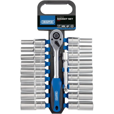 Draper 1/2" Sq. Dr. Combined MM/AF Deep Socket and Ratchet Set (20 Piece) (16377)