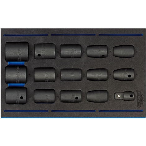 Draper 1/2" Sq. Dr. Impact Socket Set in 1/4 Drawer EVA Insert Tray 15 Pc 63415