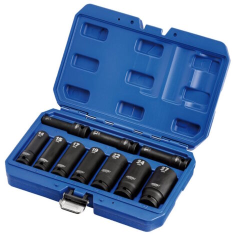Draper 1/2" Sq. Dr. Metric Deep Impact Socket Set (10 Piece) 83096