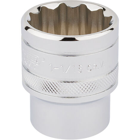 Draper 1/2" Square Drive Hi-Torq® 12-Point Socket (1-1/16") – Polished Chrome, Model 33726